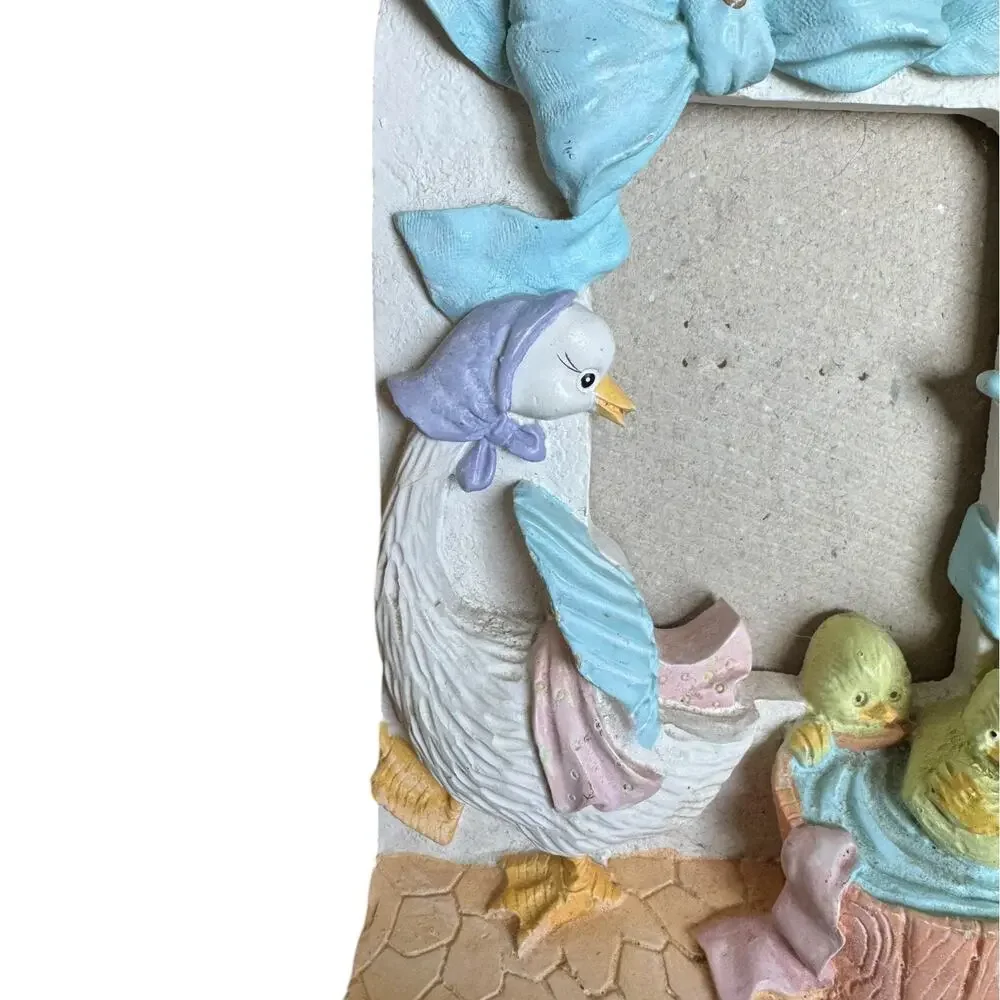 Vintage Style Baby Chick Duck Ceramic Photo Frame Pastel Nursery Decor